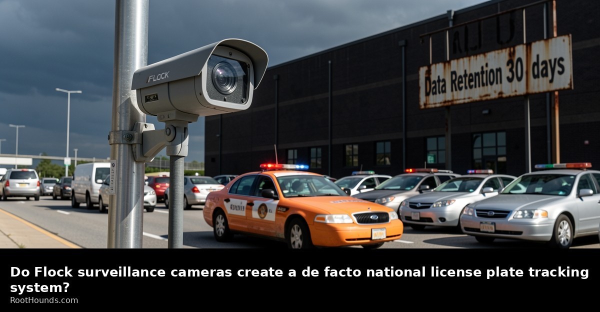 Do Flock surveillance cameras create a de facto national license plate tracking system?
